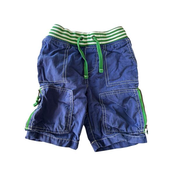 Mini Boden blue shorts green stripe waist size 2 - Picture 1 of 3